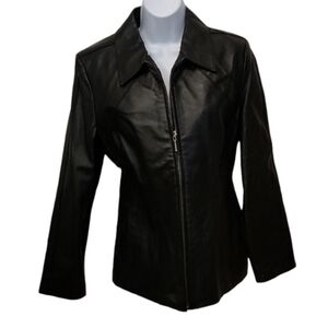 Collezione Genuine Leather Zip Front Jacket